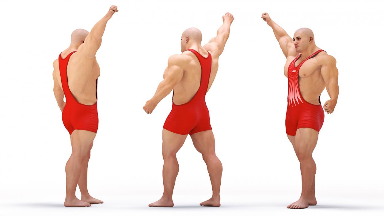 Athlete Victory Pose in Reebok Red Leotard 3D