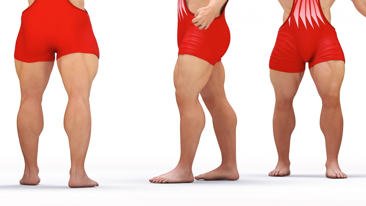 Athlete Victory Pose in Reebok Red Leotard 3D