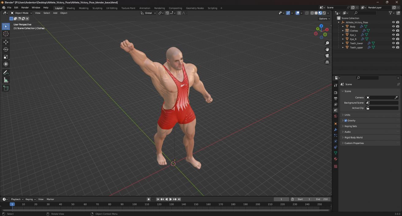 Athlete Victory Pose in Reebok Red Leotard 3D