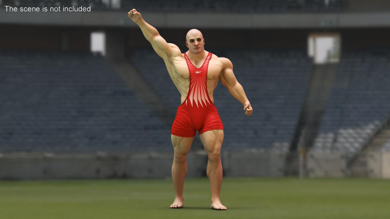 Athlete Victory Pose in Reebok Red Leotard 3D