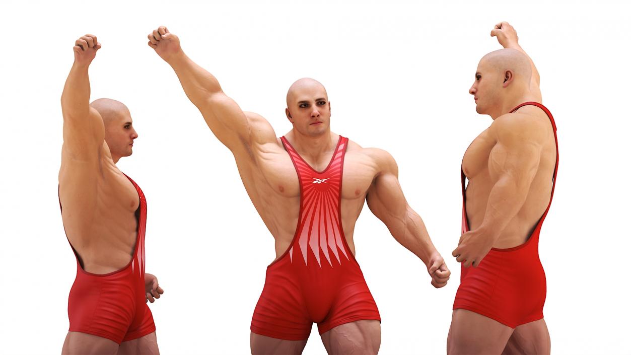 Athlete Victory Pose in Reebok Red Leotard 3D