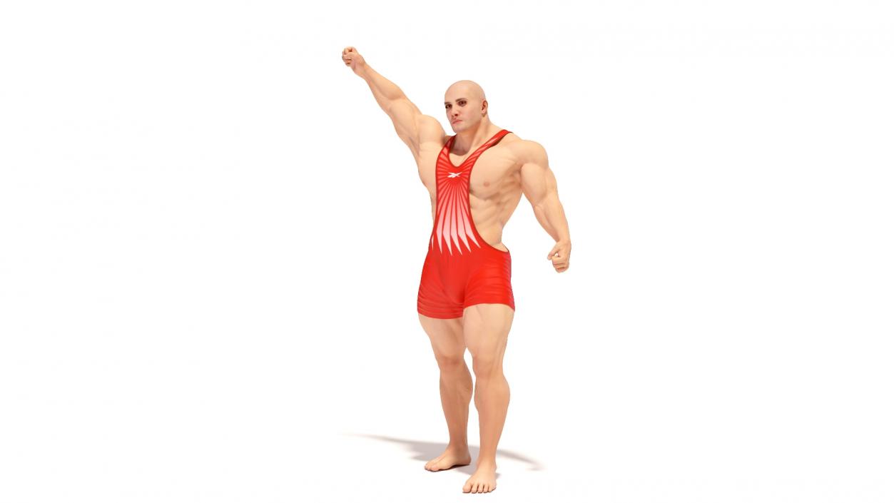 Athlete Victory Pose in Reebok Red Leotard 3D