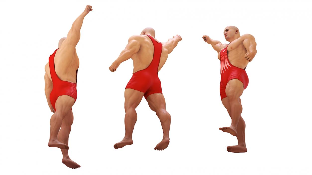 Athlete Victory Pose in Reebok Red Leotard 3D