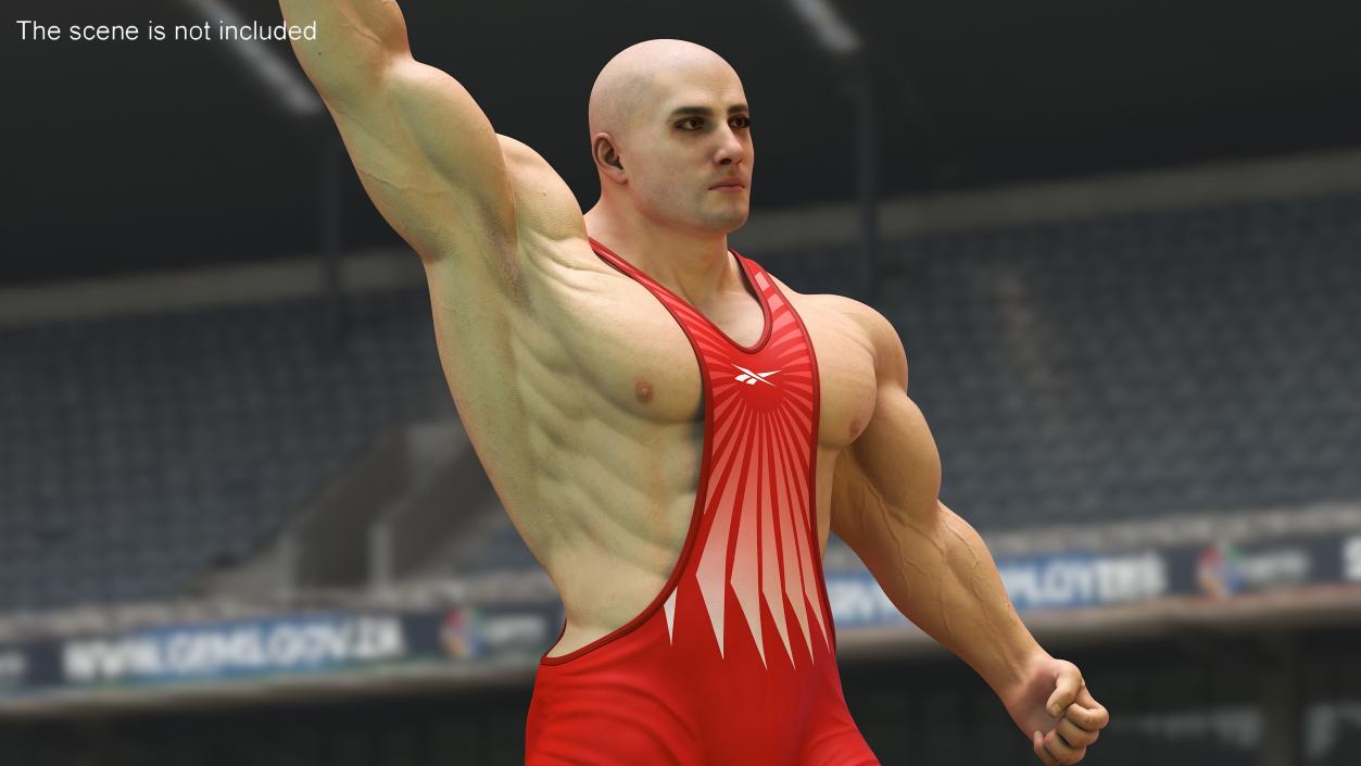 Athlete Victory Pose in Reebok Red Leotard 3D