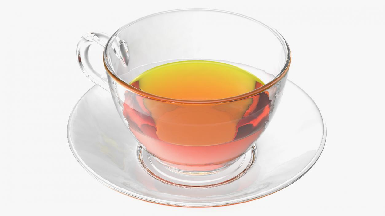 Drinking Tea Cup with Plate Half Full 3D