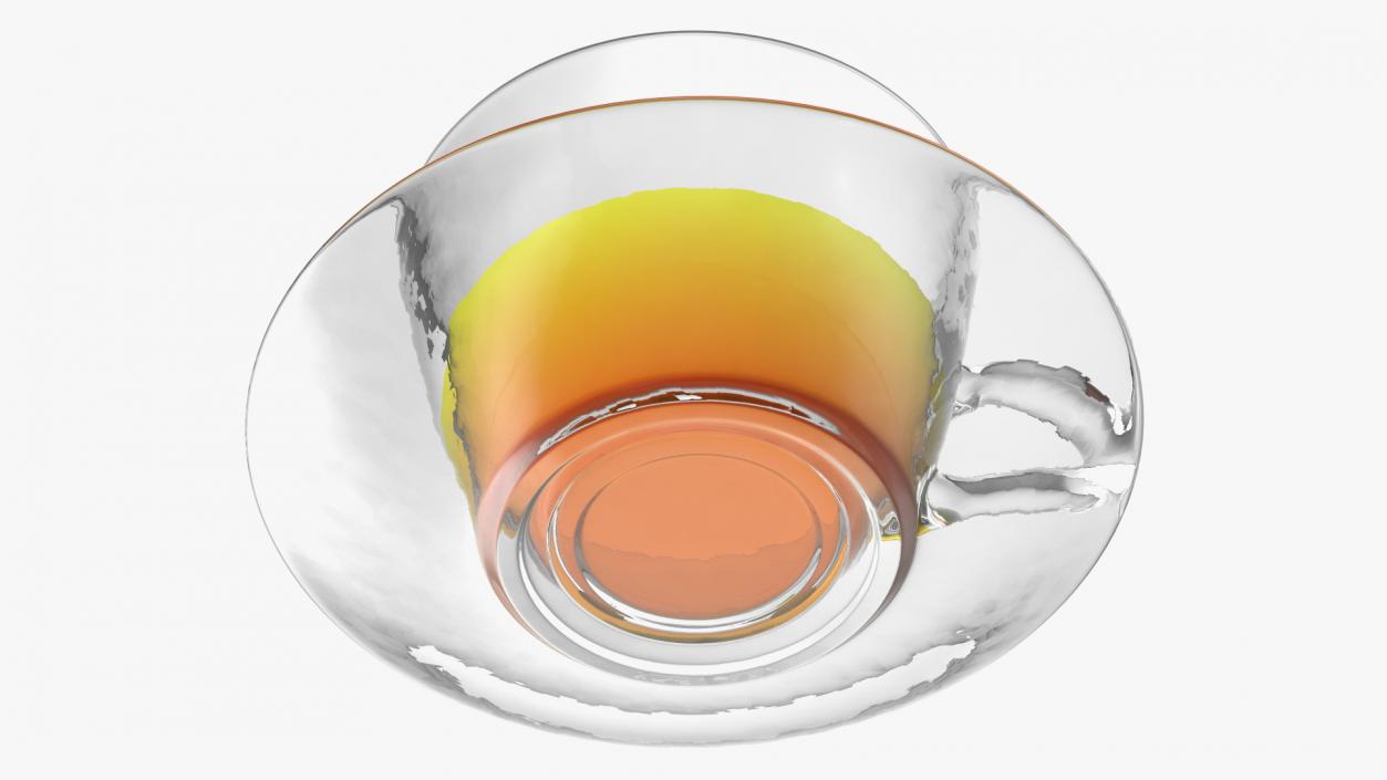 Drinking Tea Cup with Plate Half Full 3D