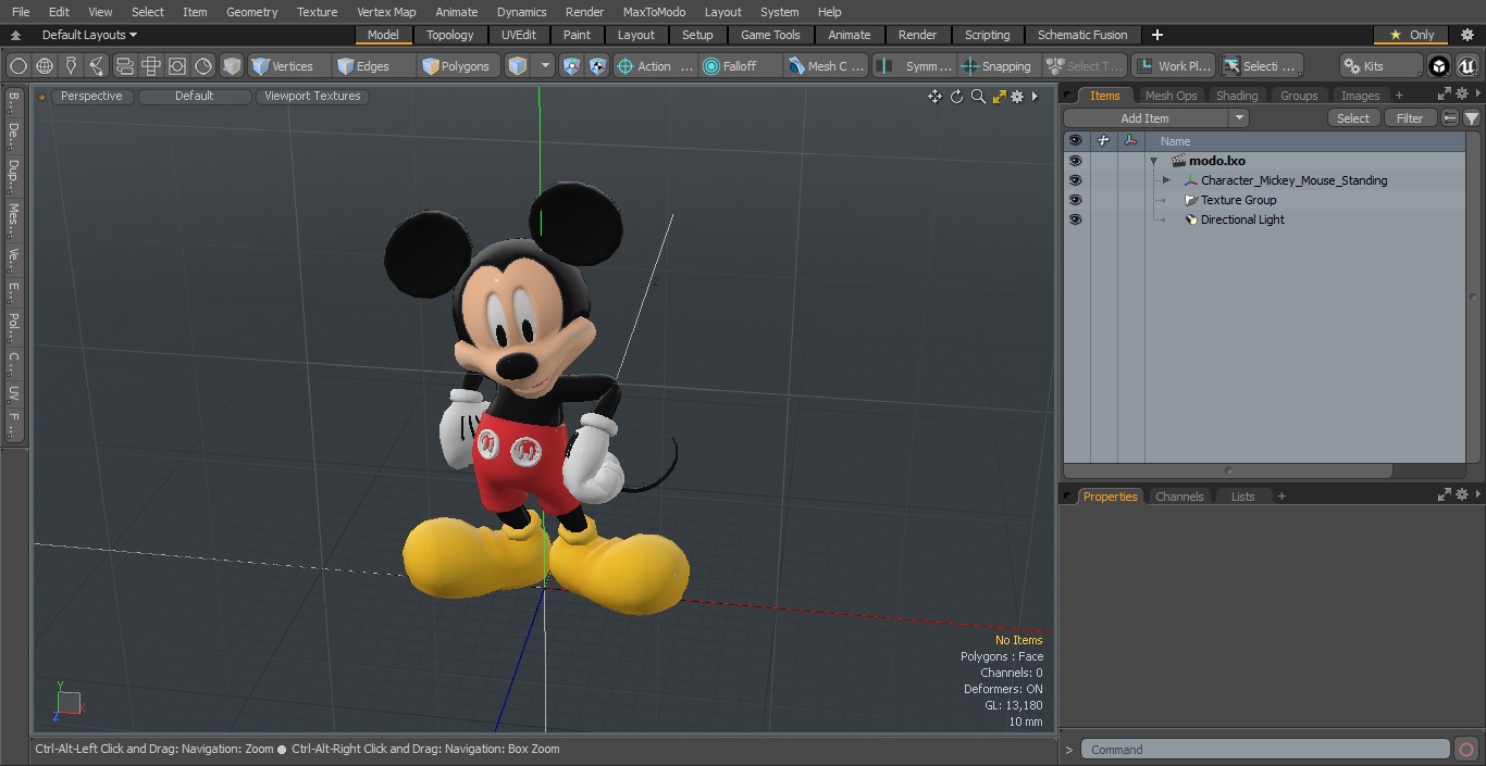 3D Character Mickey Mouse Standing