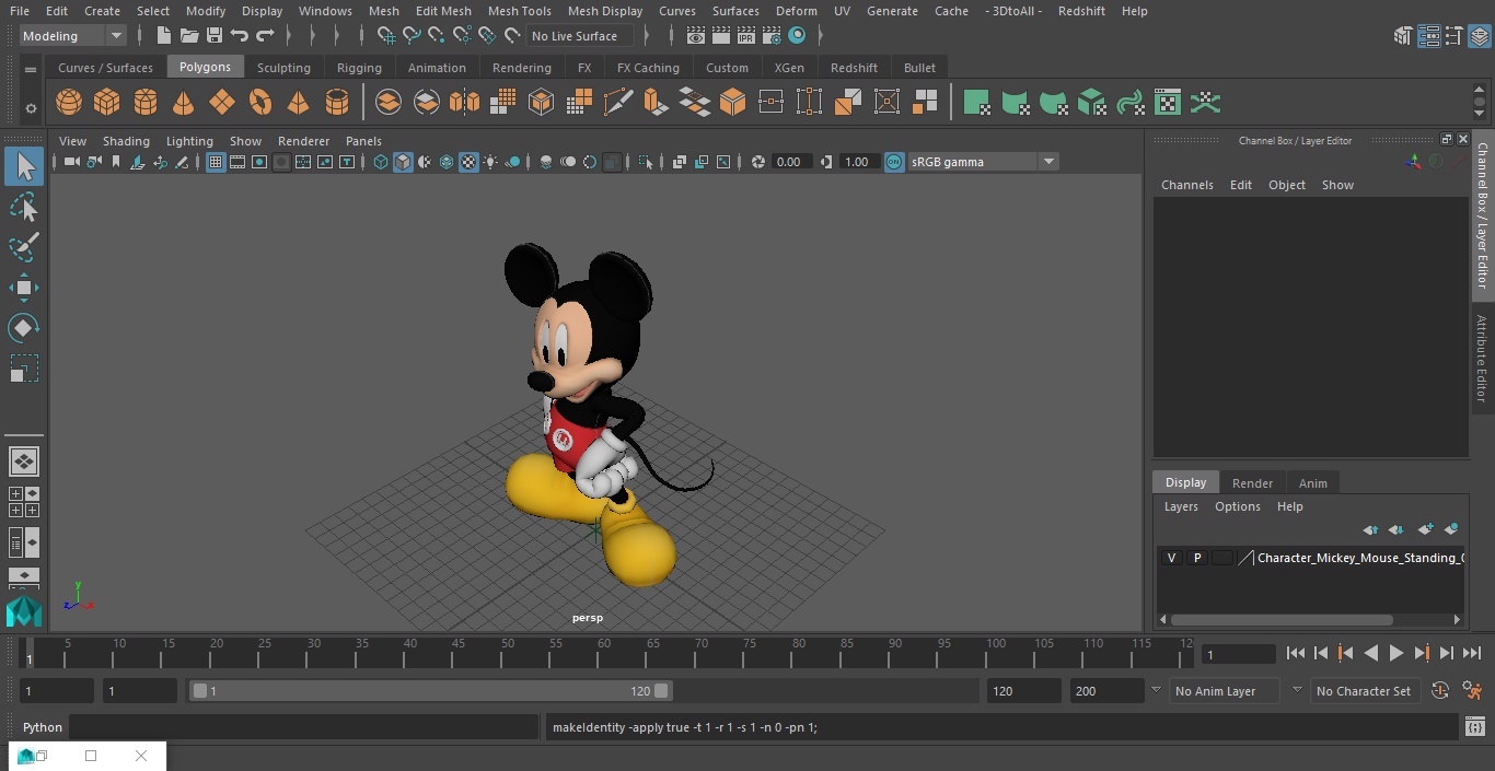 3D Character Mickey Mouse Standing