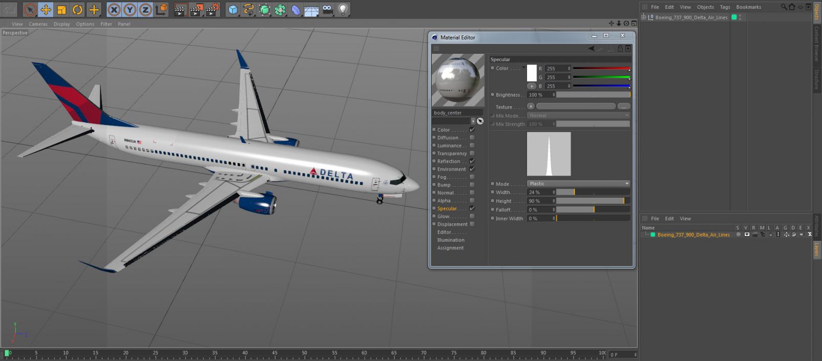 3D model Boeing 737-900 Delta Air Lines