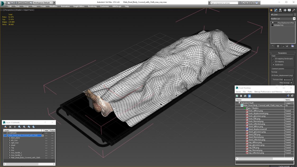 3D Male Dead Body Covered with Cloth model