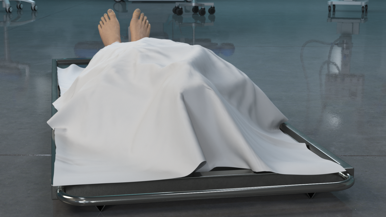 3D Male Dead Body Covered with Cloth model