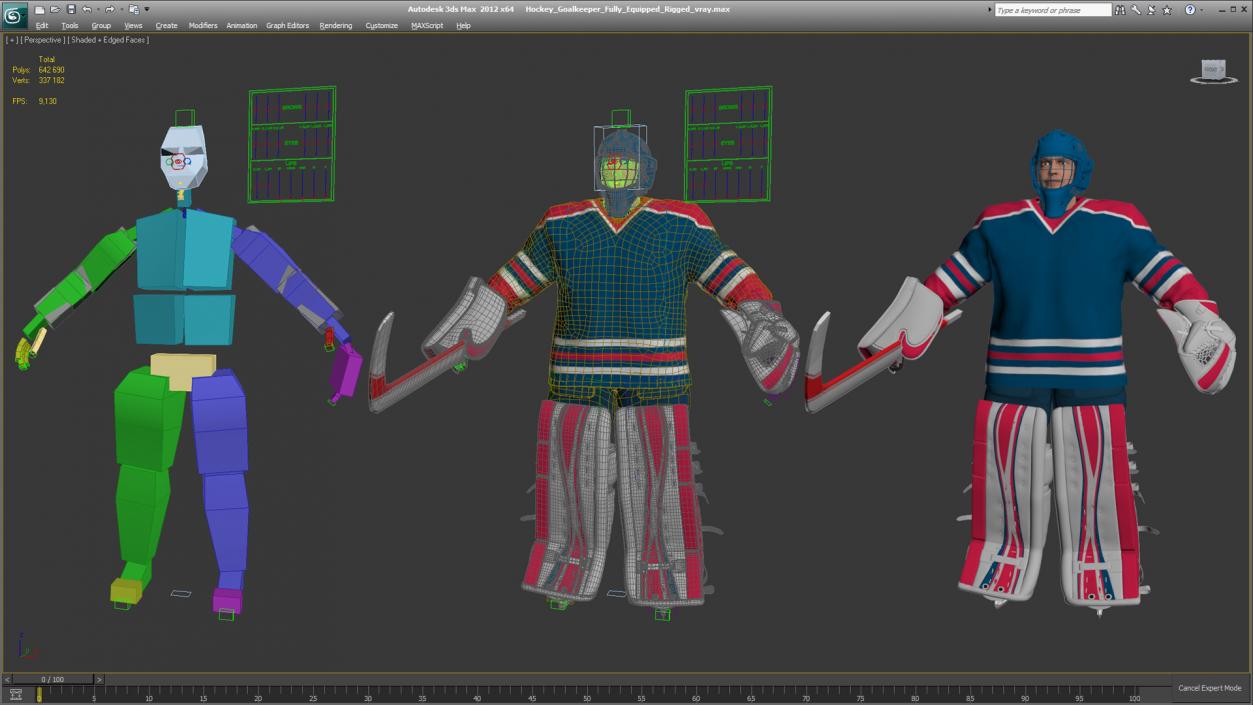 Hockey Goalkeeper Fully Equipped Rigged 3D model