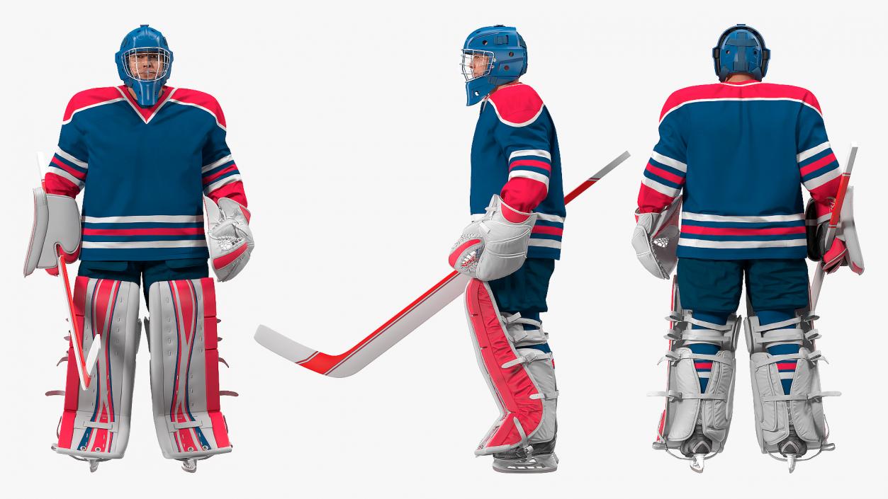 Hockey Goalkeeper Fully Equipped Rigged 3D model