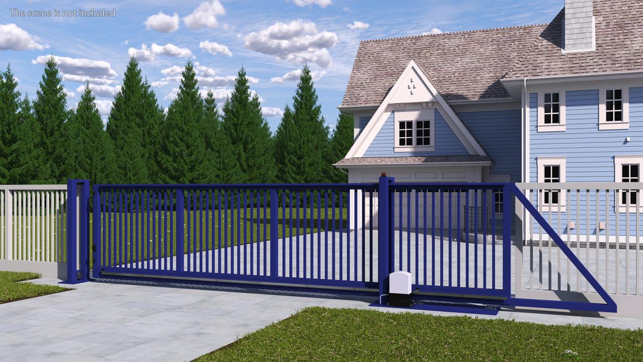 Commercial Sliding Gates Blue 3D model