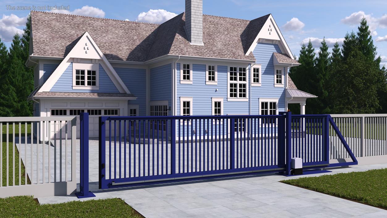 Commercial Sliding Gates Blue 3D model