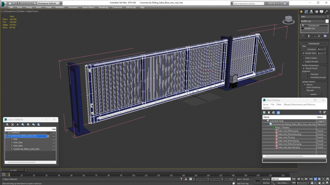 Commercial Sliding Gates Blue 3D model