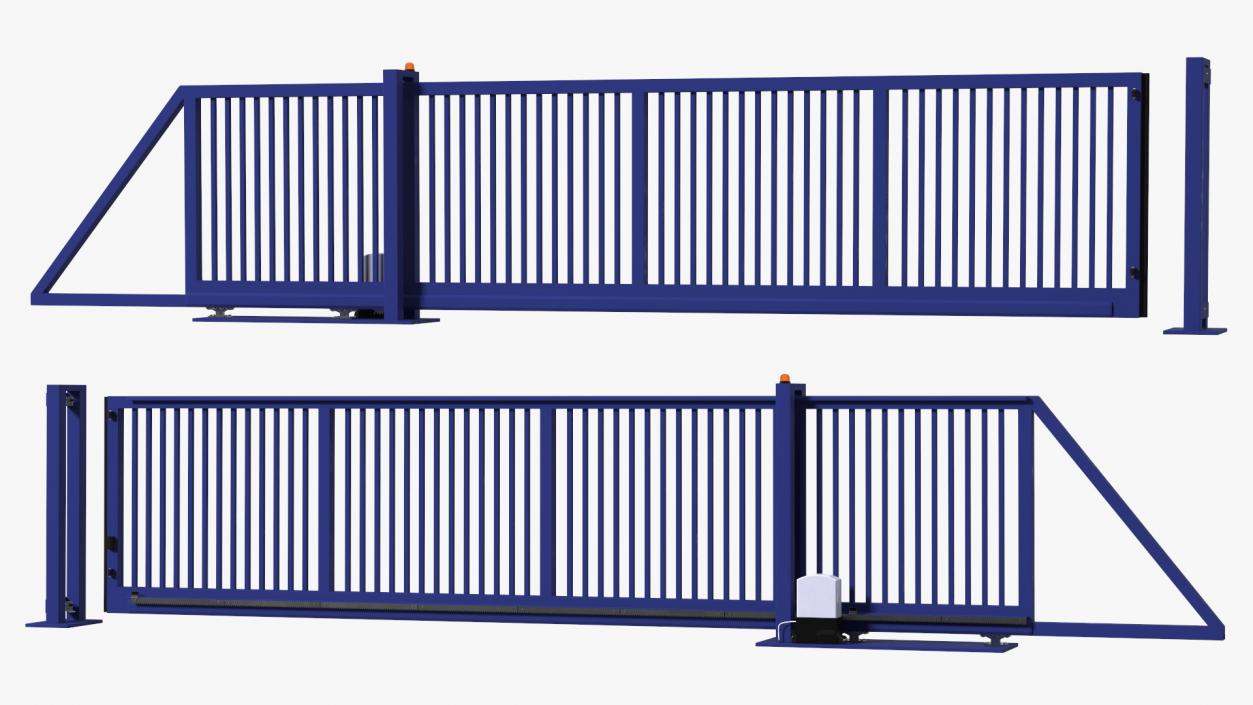 Commercial Sliding Gates Blue 3D model