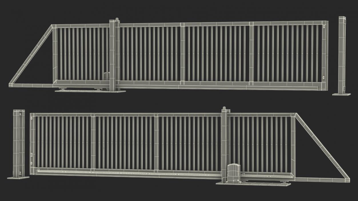 Commercial Sliding Gates Blue 3D model