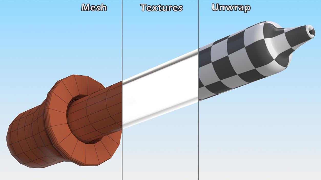 3D Eye Dropper Pipette with Rubber Head