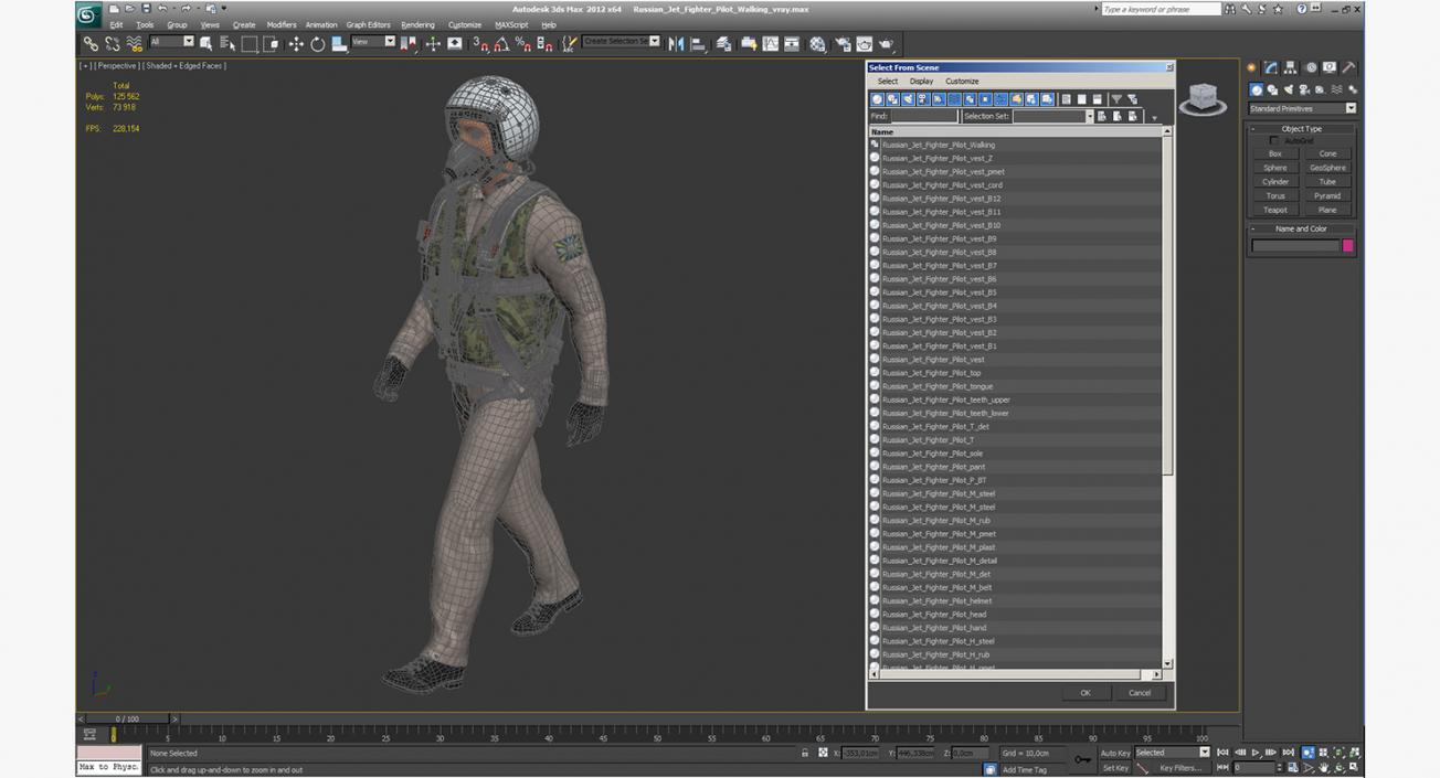 3D Russian Jet Fighter Pilot Walking model