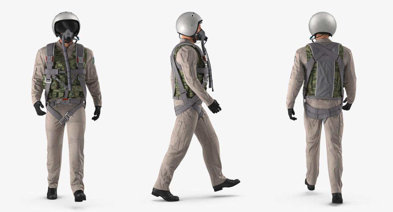 3D Russian Jet Fighter Pilot Walking model