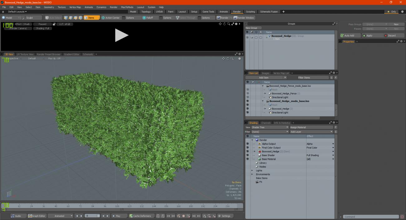 3D Boxwood Hedge model