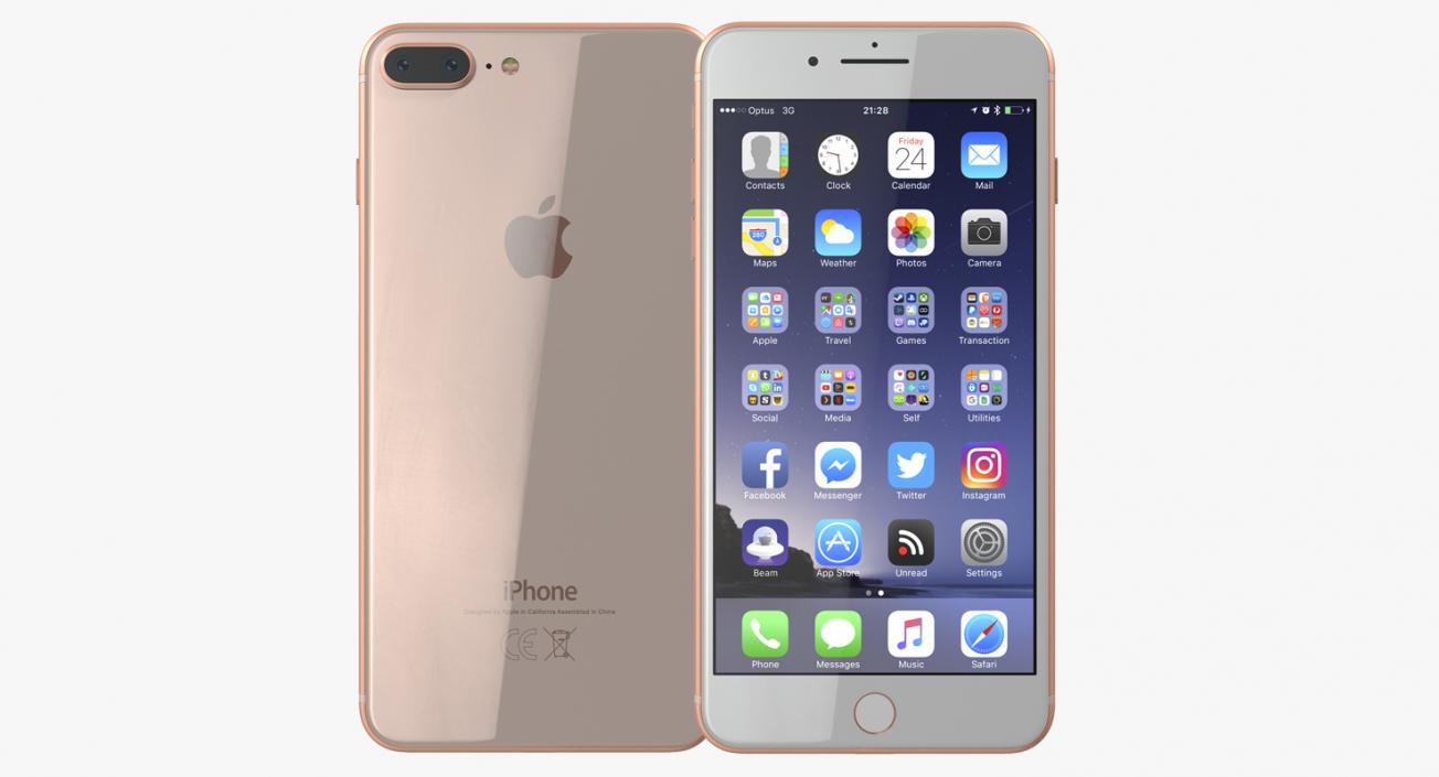 3D iPhone 8 Plus Gold model