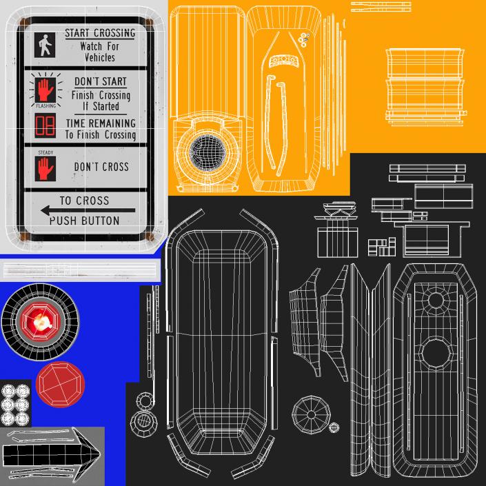 3D model Crosswalk Button Direction NYC