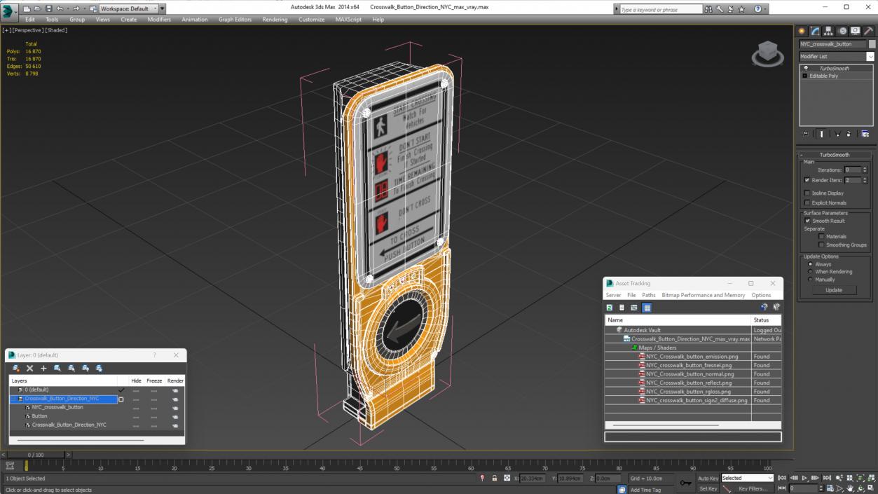 3D model Crosswalk Button Direction NYC