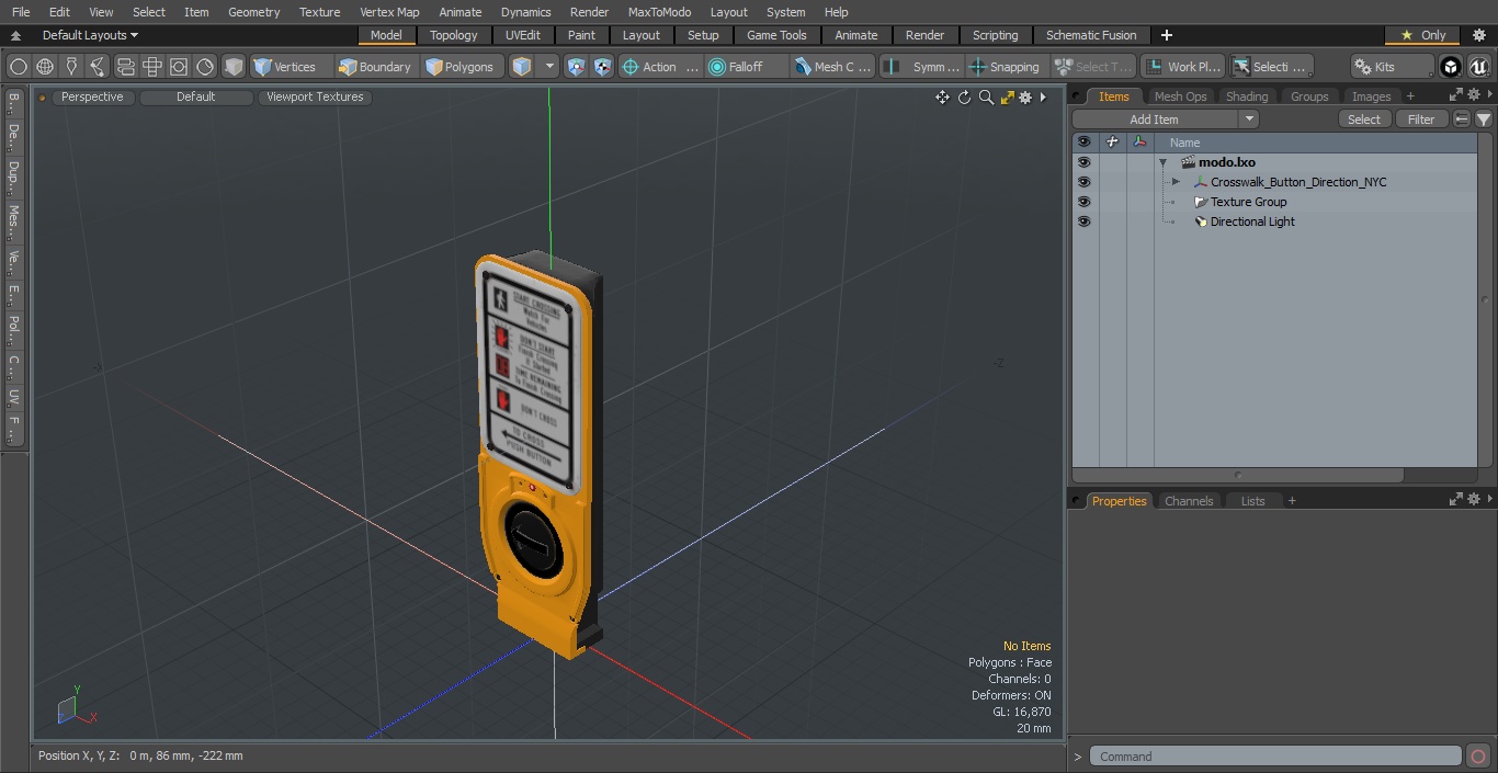 3D model Crosswalk Button Direction NYC