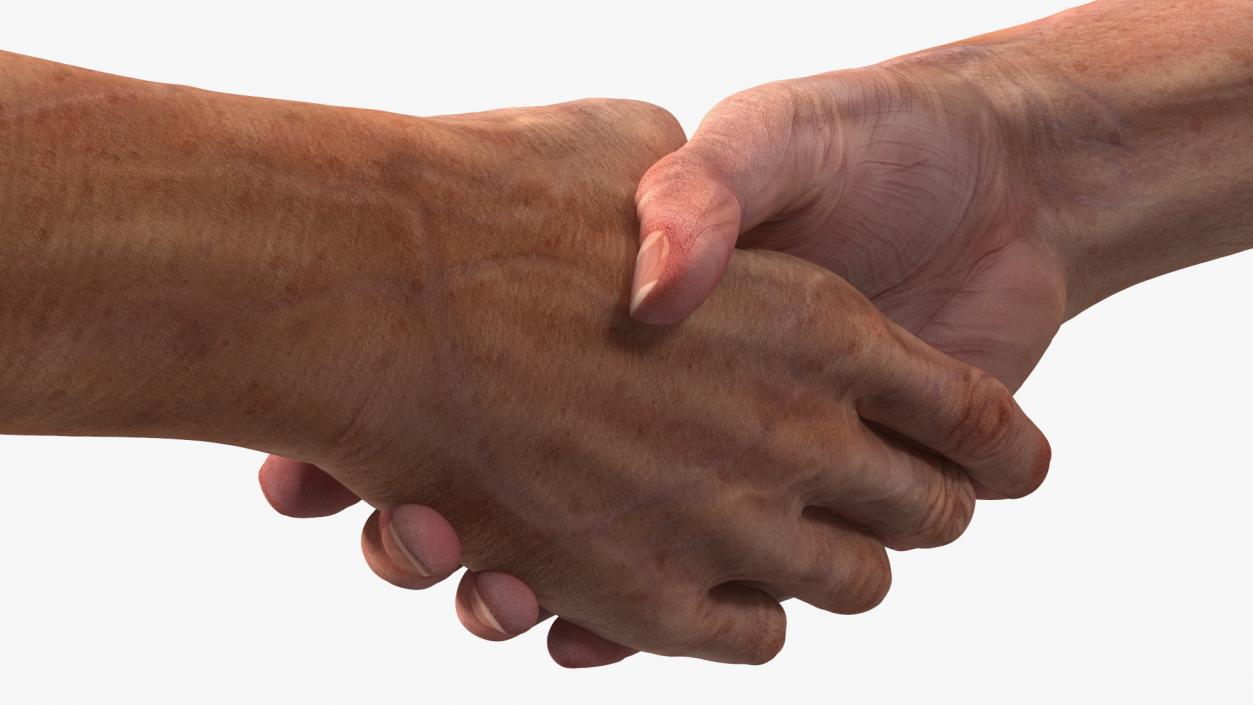 3D model Handshake Old Man Hands Rigged