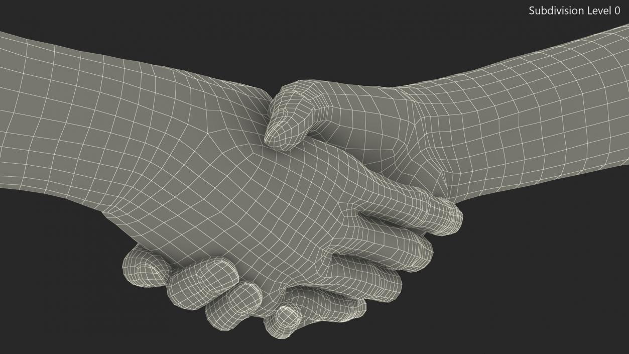 3D model Handshake Old Man Hands Rigged