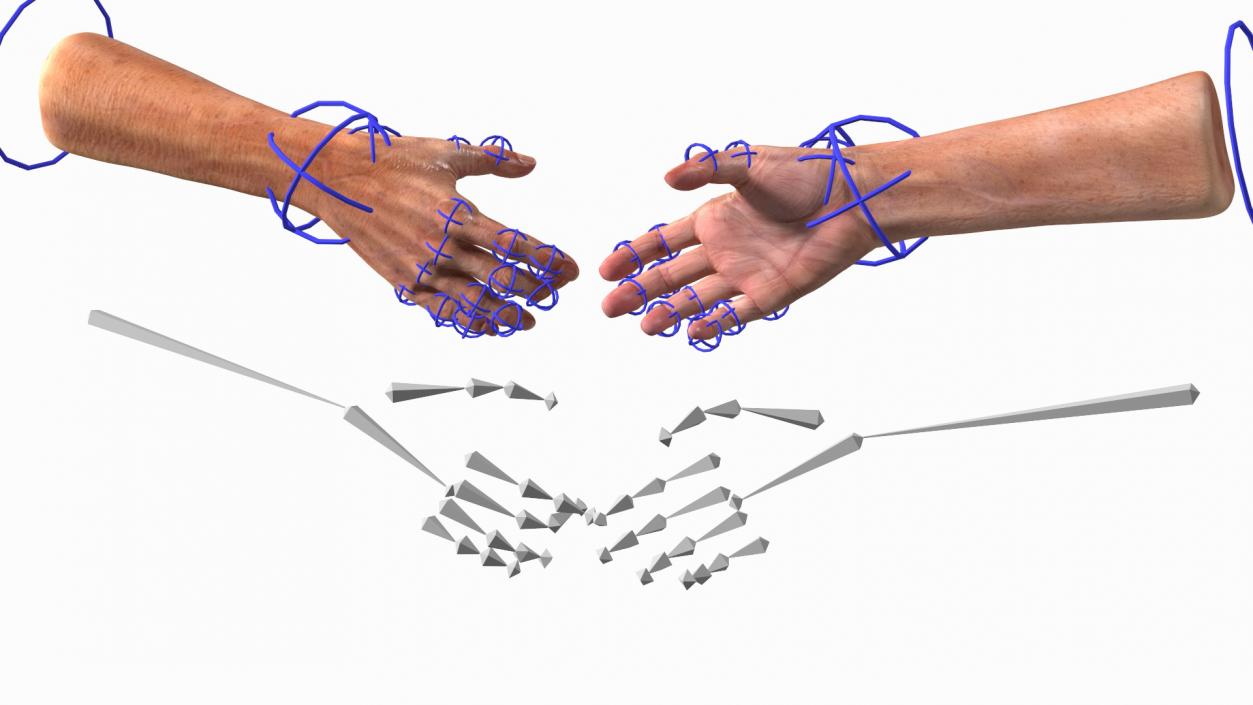 3D model Handshake Old Man Hands Rigged