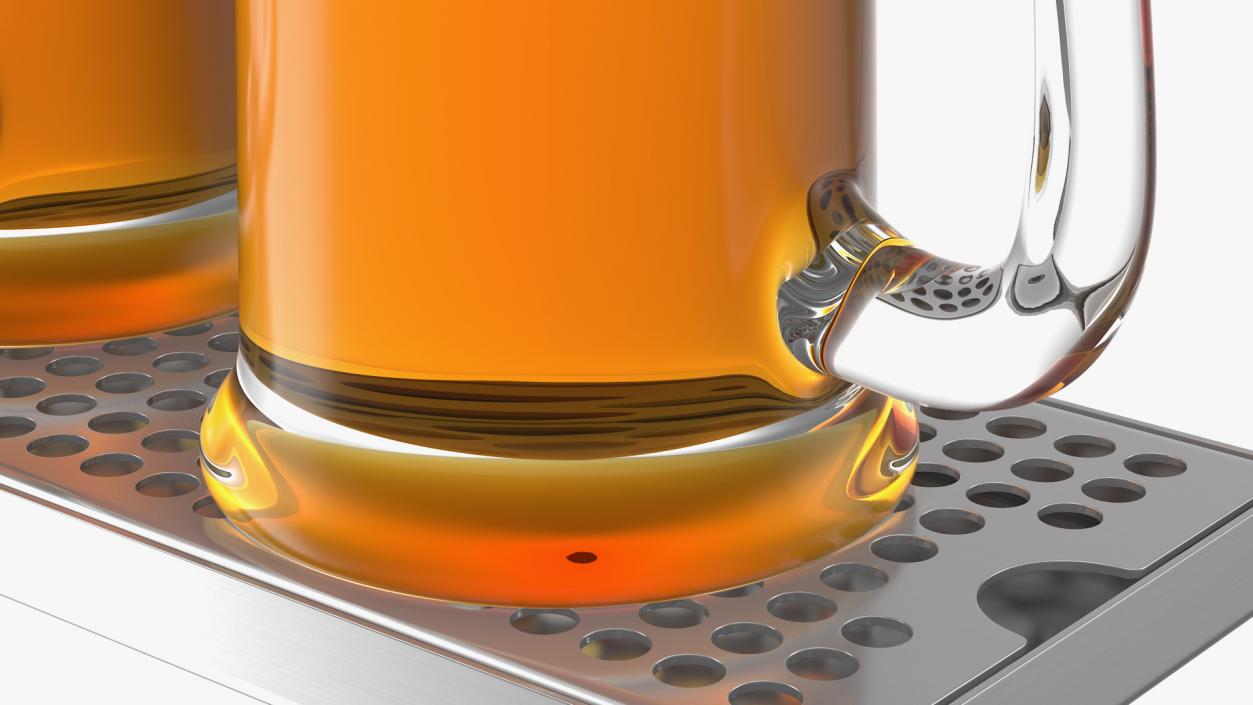 3D model Stainless Steel Drip Tray with Beer Mugs