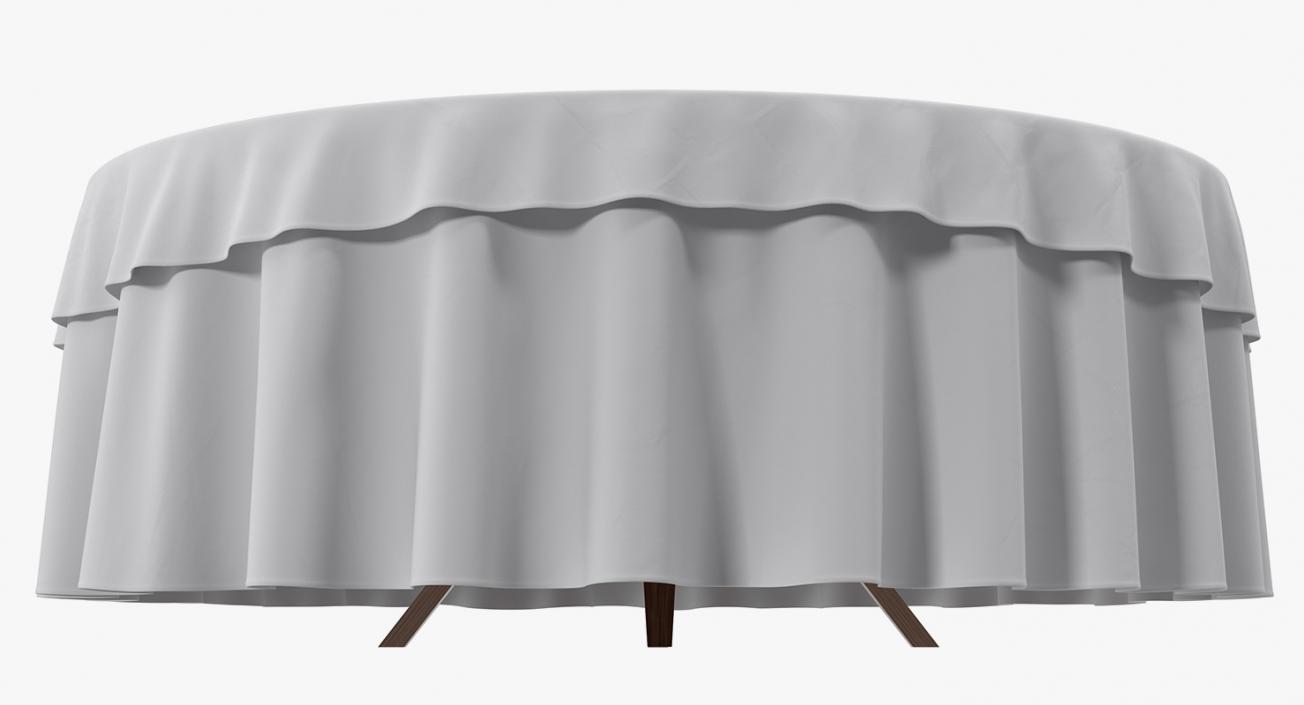 Round Dinner Table With TableCloth 3D model