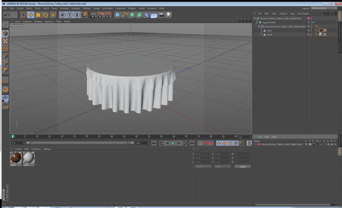 Round Dinner Table With TableCloth 3D model