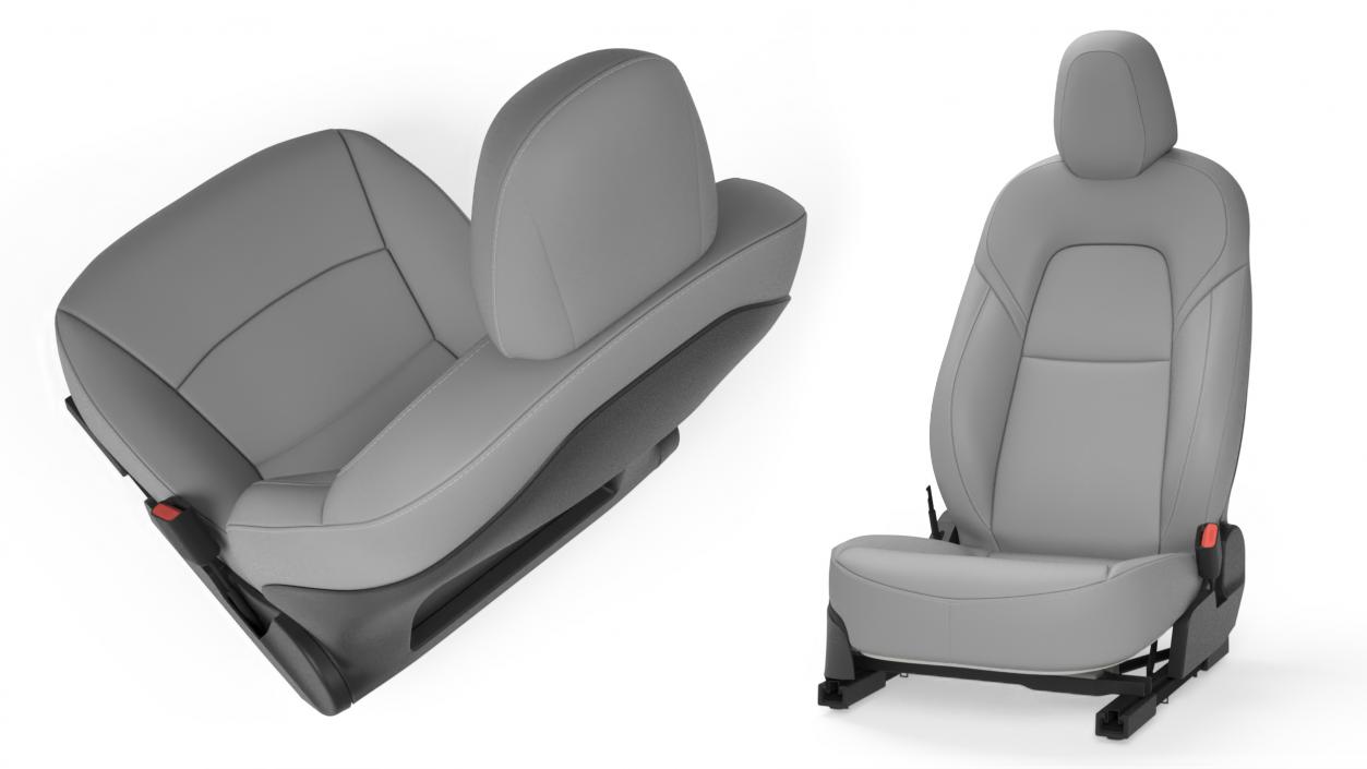 3D Car Front Right Seat Gray Leather model