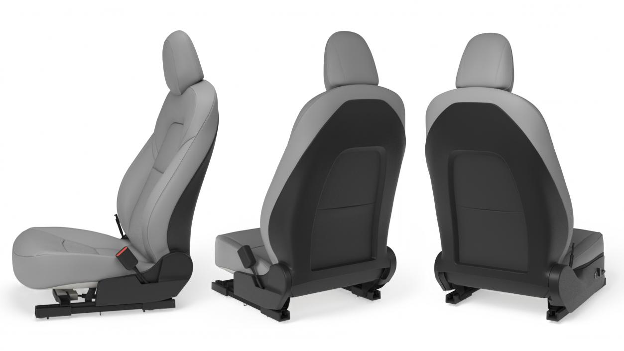 3D Car Front Right Seat Gray Leather model