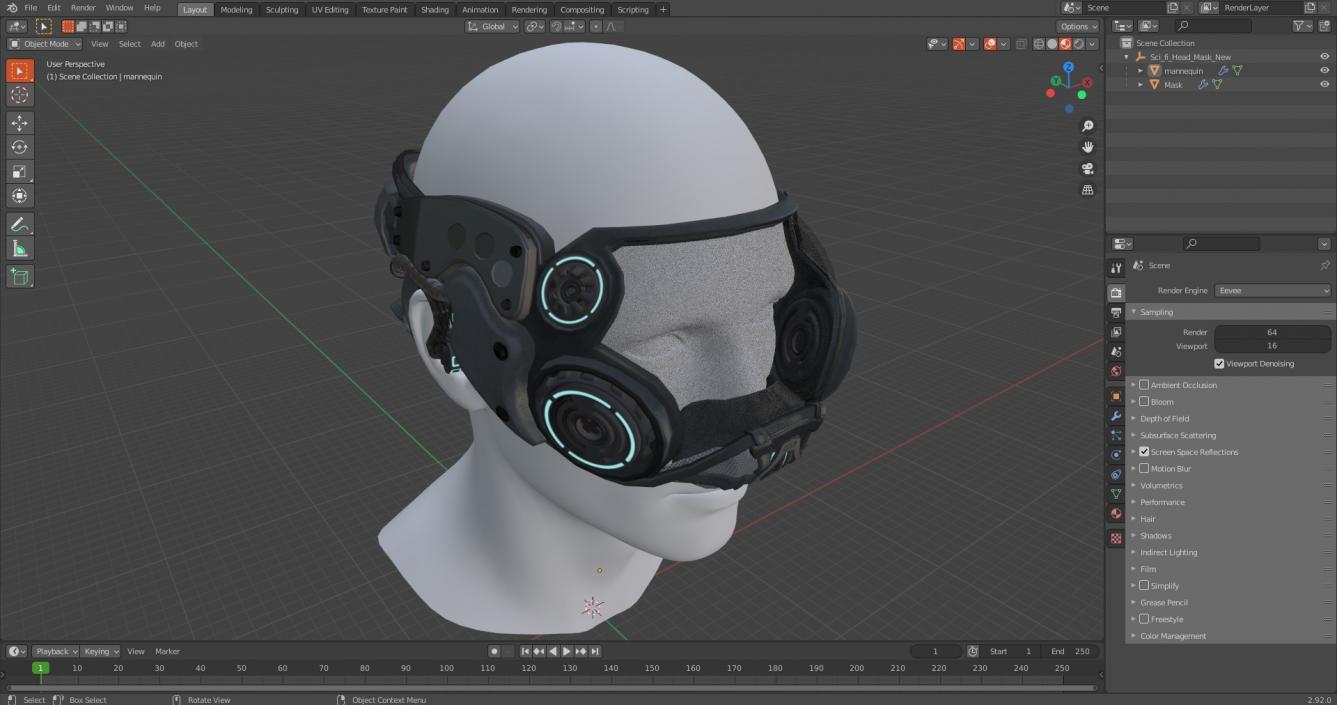 3D model Sci-fi Head Mask New