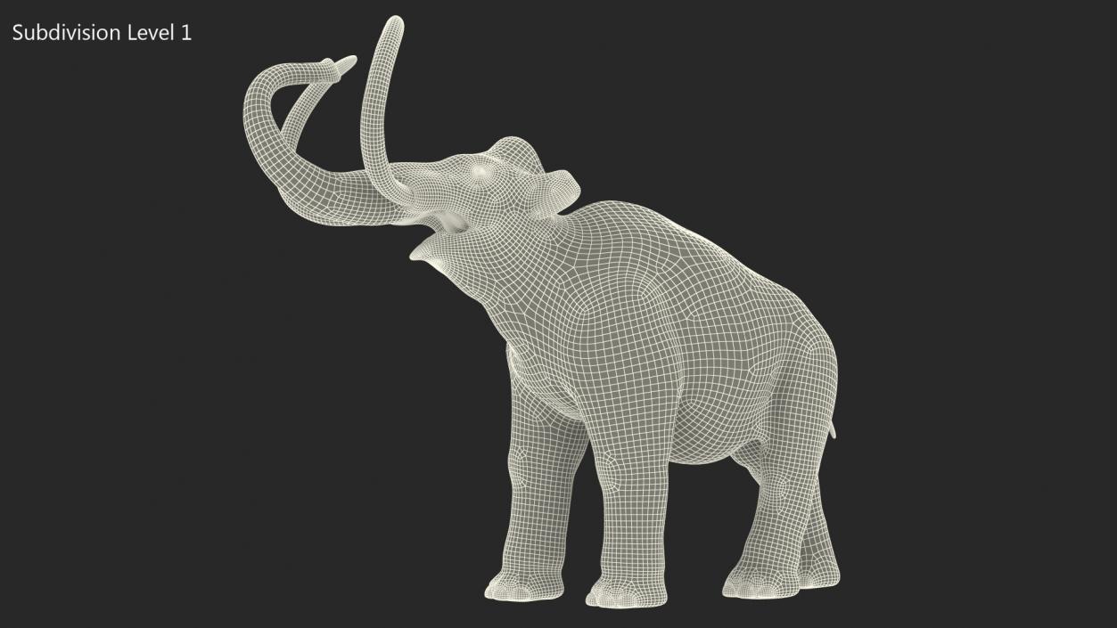 Mammoth Adult Roar Pose Fur 3D