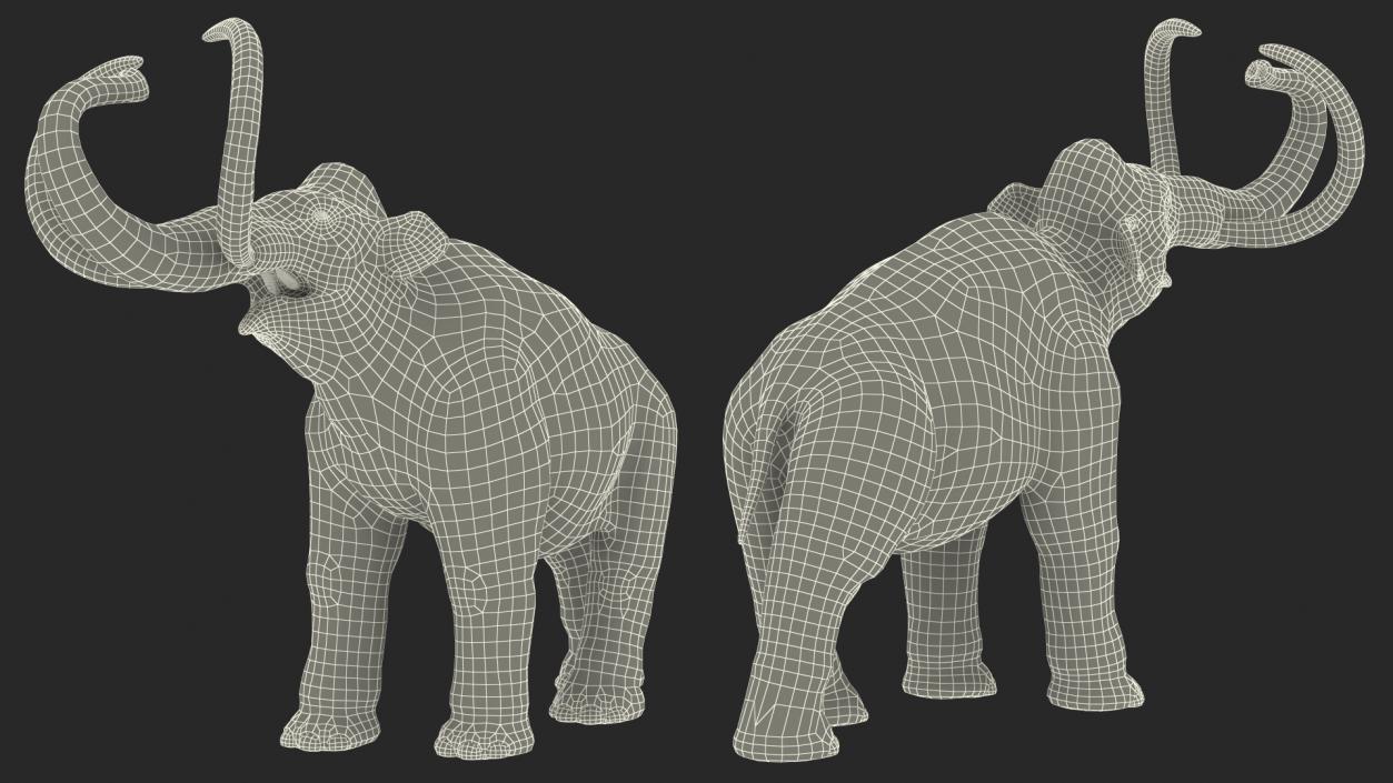 Mammoth Adult Roar Pose Fur 3D