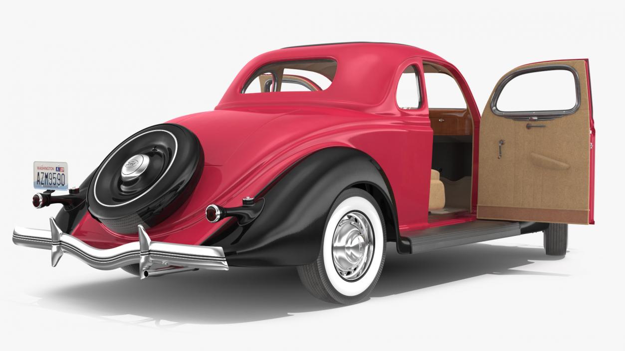 1936 Ford V8 Coupe Red Rigged 3D model