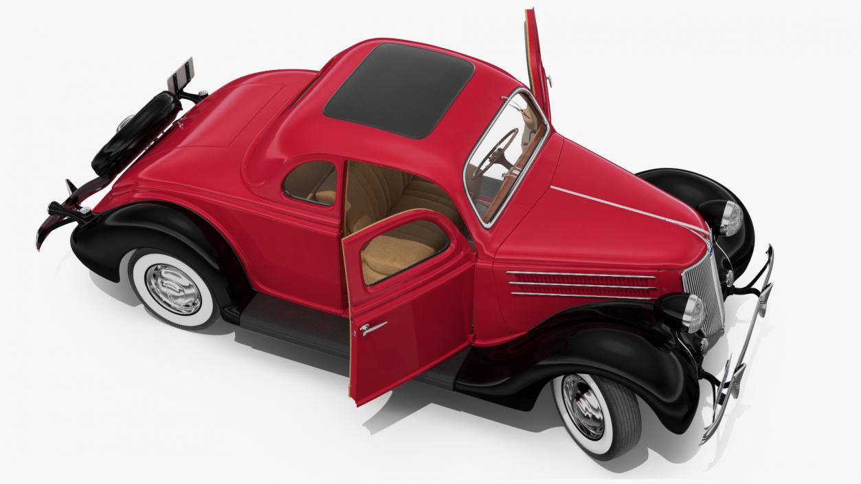 1936 Ford V8 Coupe Red Rigged 3D model