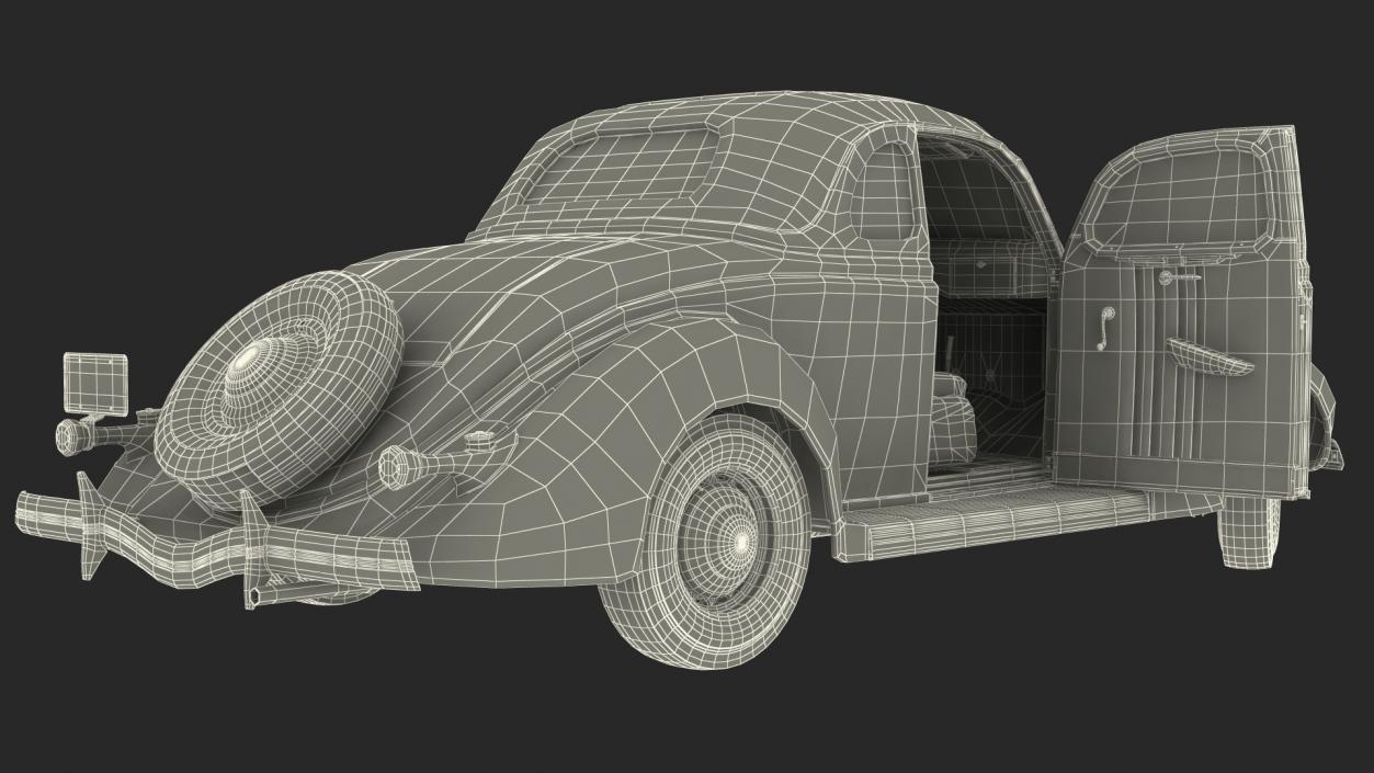 1936 Ford V8 Coupe Red Rigged 3D model