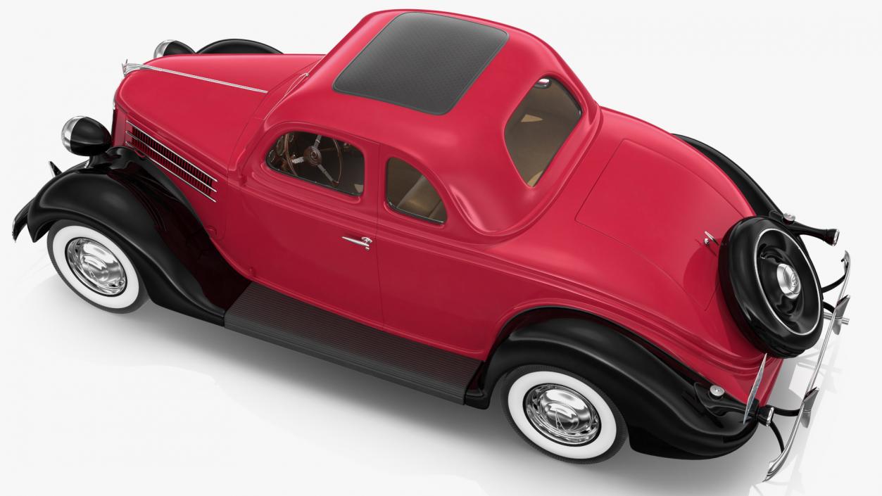 1936 Ford V8 Coupe Red Rigged 3D model