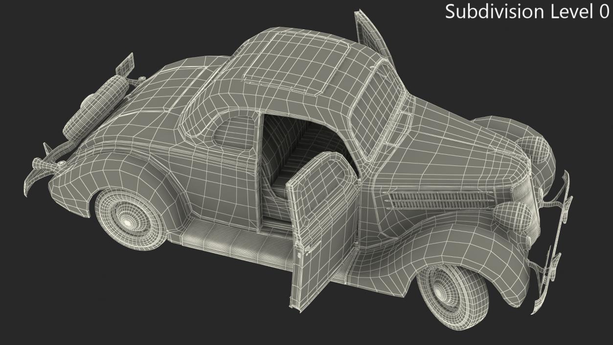 1936 Ford V8 Coupe Red Rigged 3D model