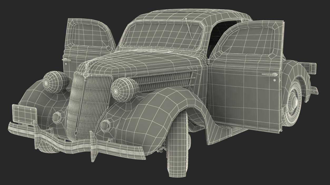 1936 Ford V8 Coupe Red Rigged 3D model