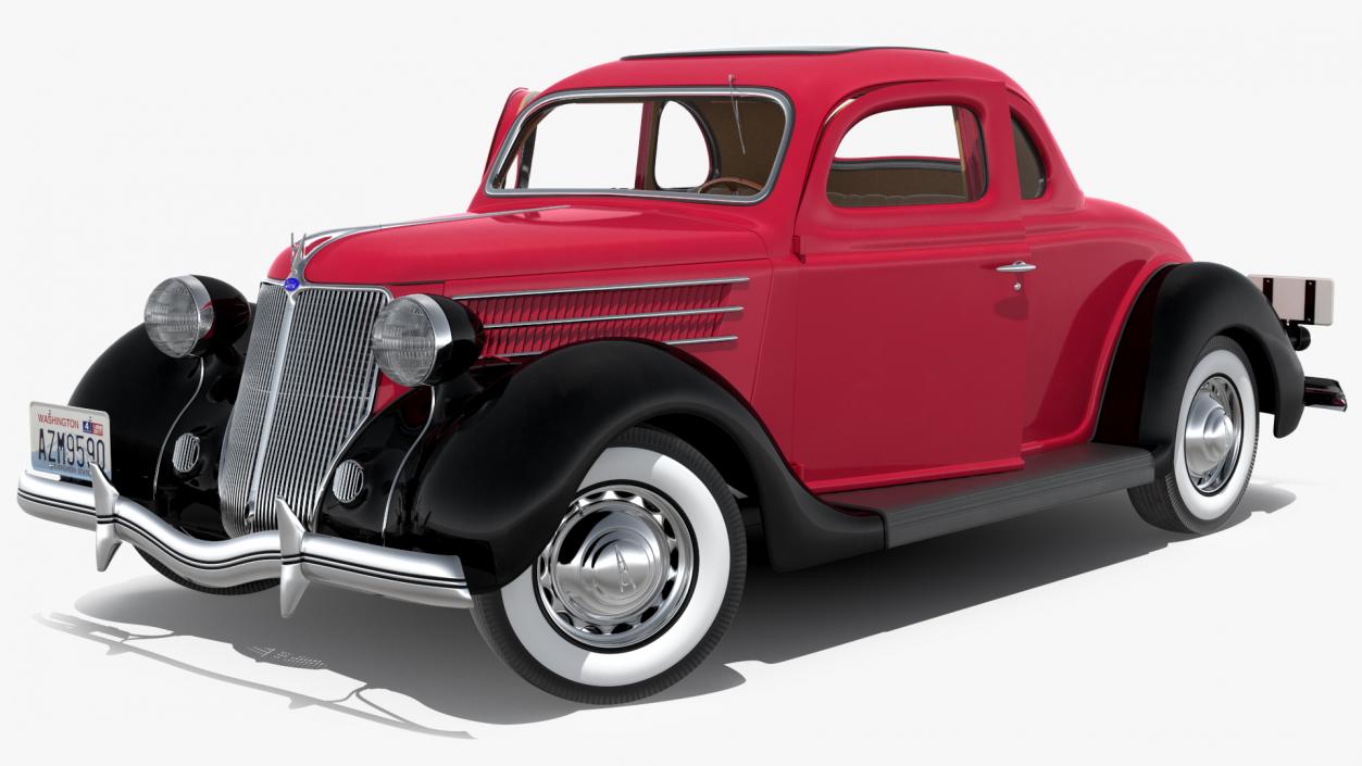 1936 Ford V8 Coupe Red Rigged 3D model