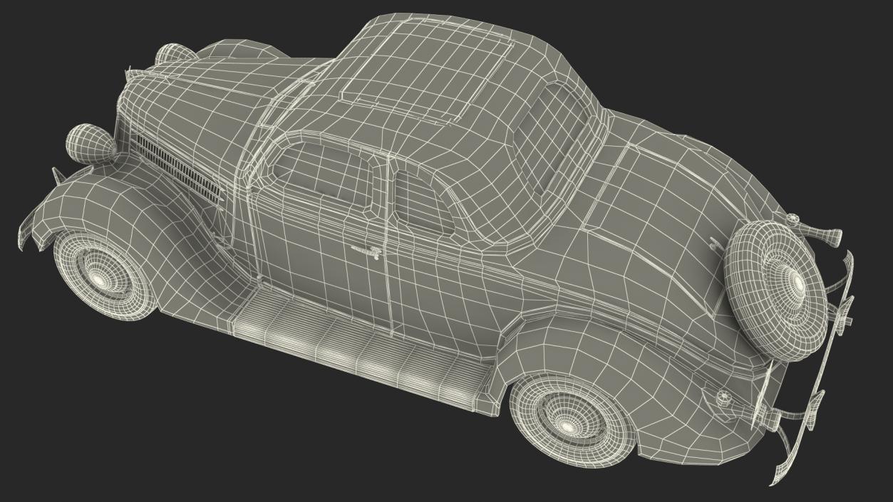 1936 Ford V8 Coupe Red Rigged 3D model