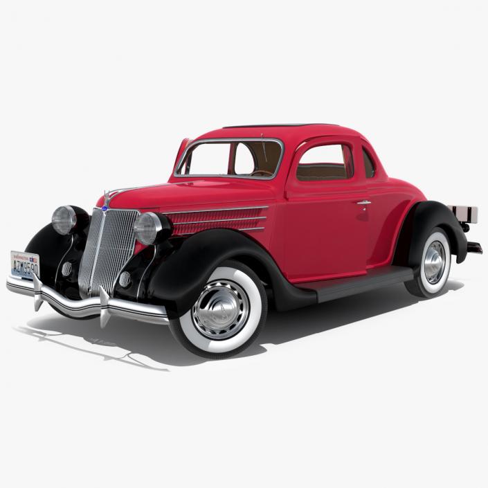 1936 Ford V8 Coupe Red Rigged 3D model